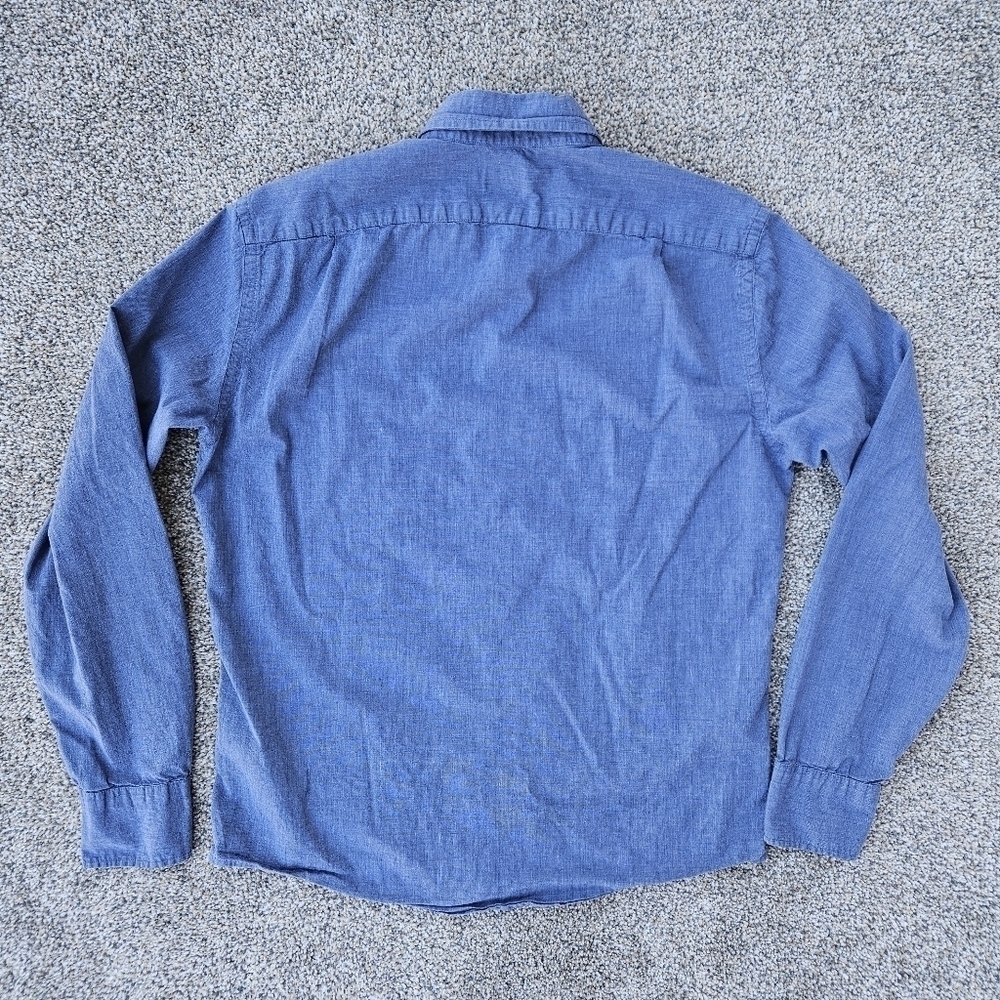 J. Crew Jeans Slim Flex Washed Muted Blue Long Sleeve Button Down Shirt Men's M - Picture 10 of 12